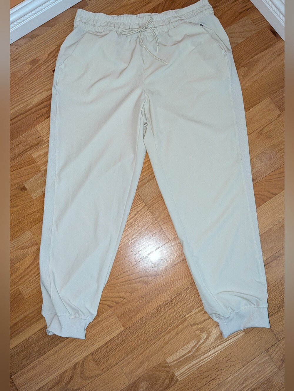 Apana Cream Jogger Pants - Comfortable Drawstring Waist Size L